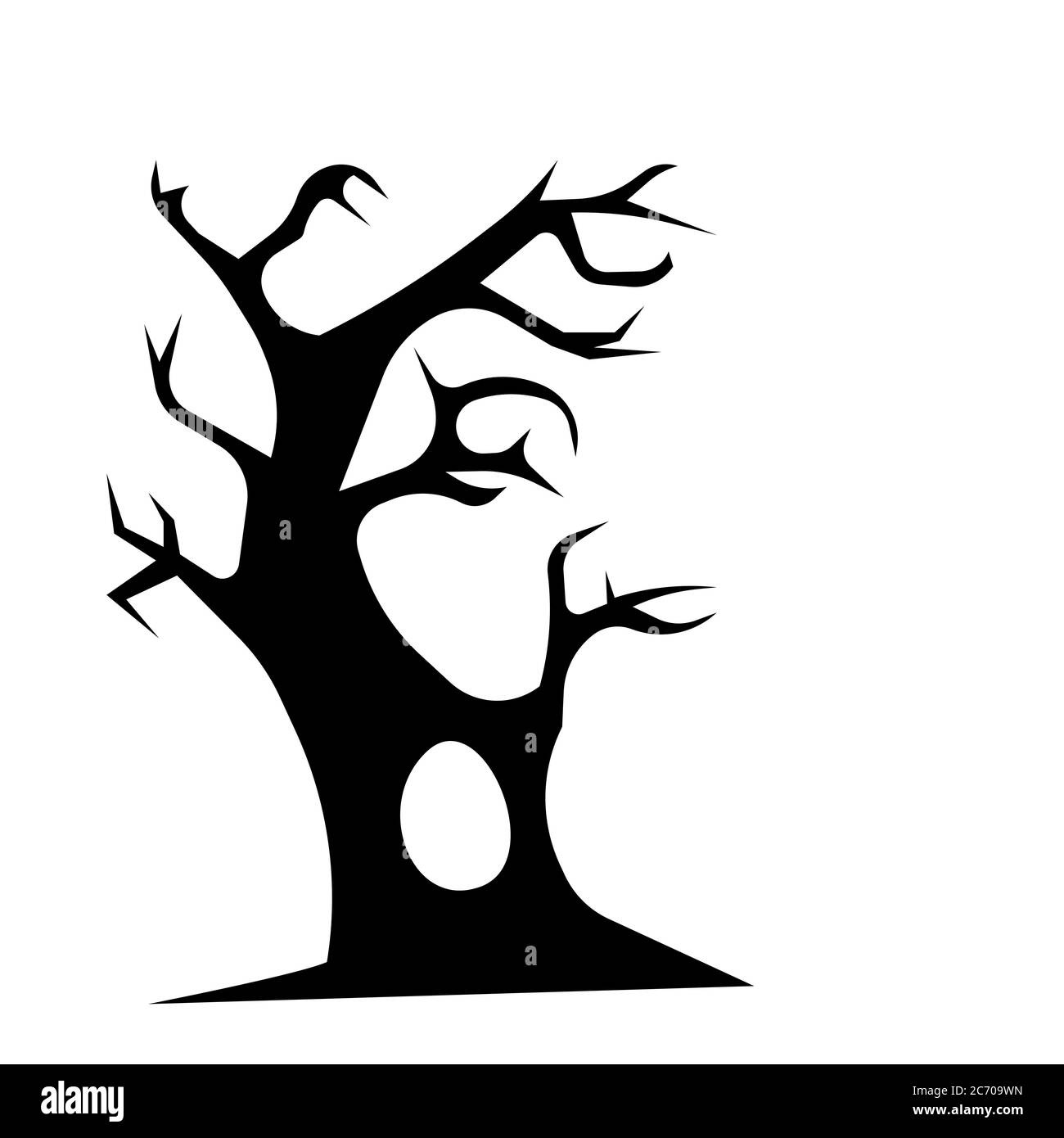 Halloween Spooky Black And White Tree Silhouette Vector Illustration Stock Vector Image Art Alamy