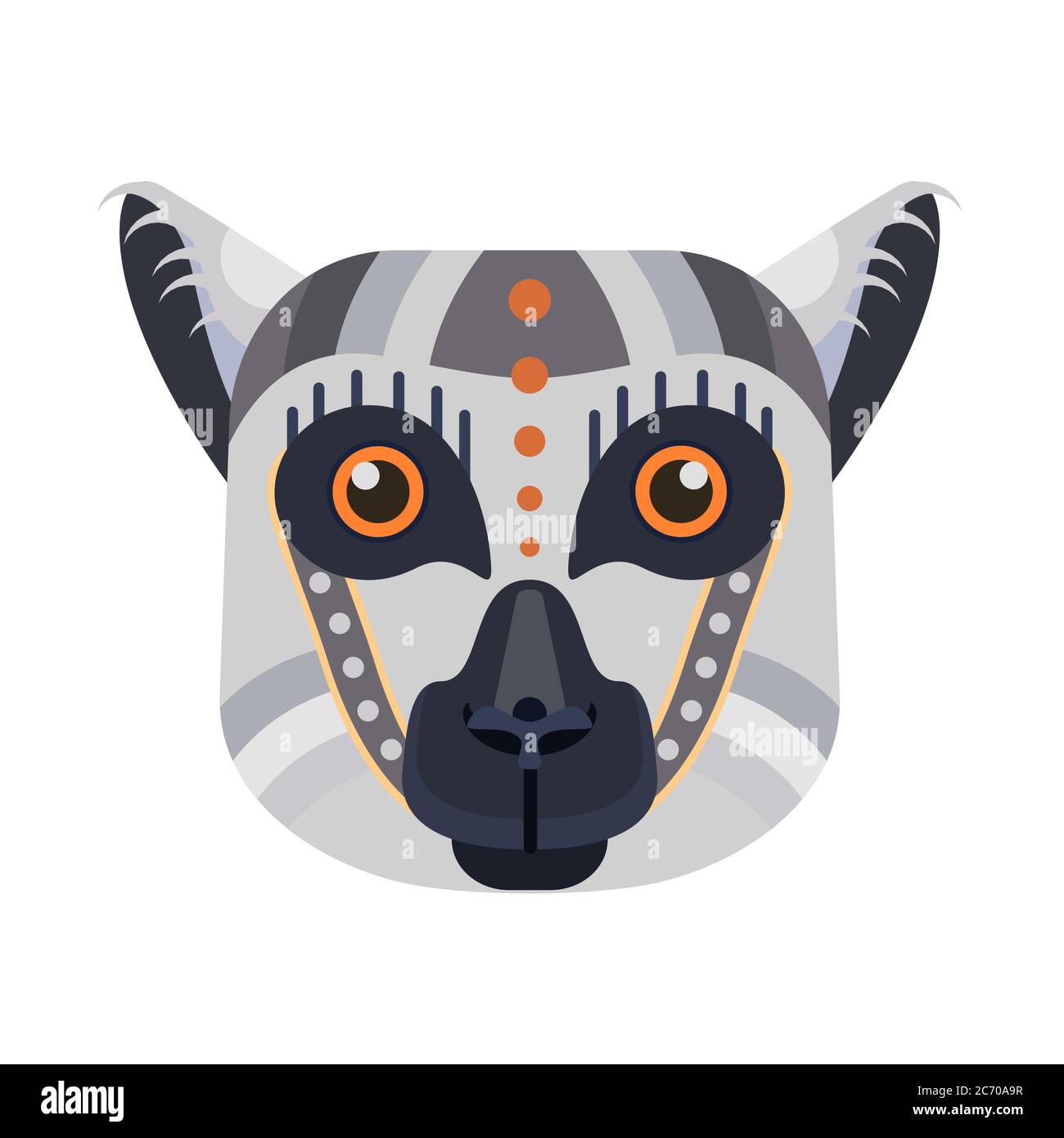 Lemur Head Logo. Madagascars lemur Vector decorative Emblem Stock Vector