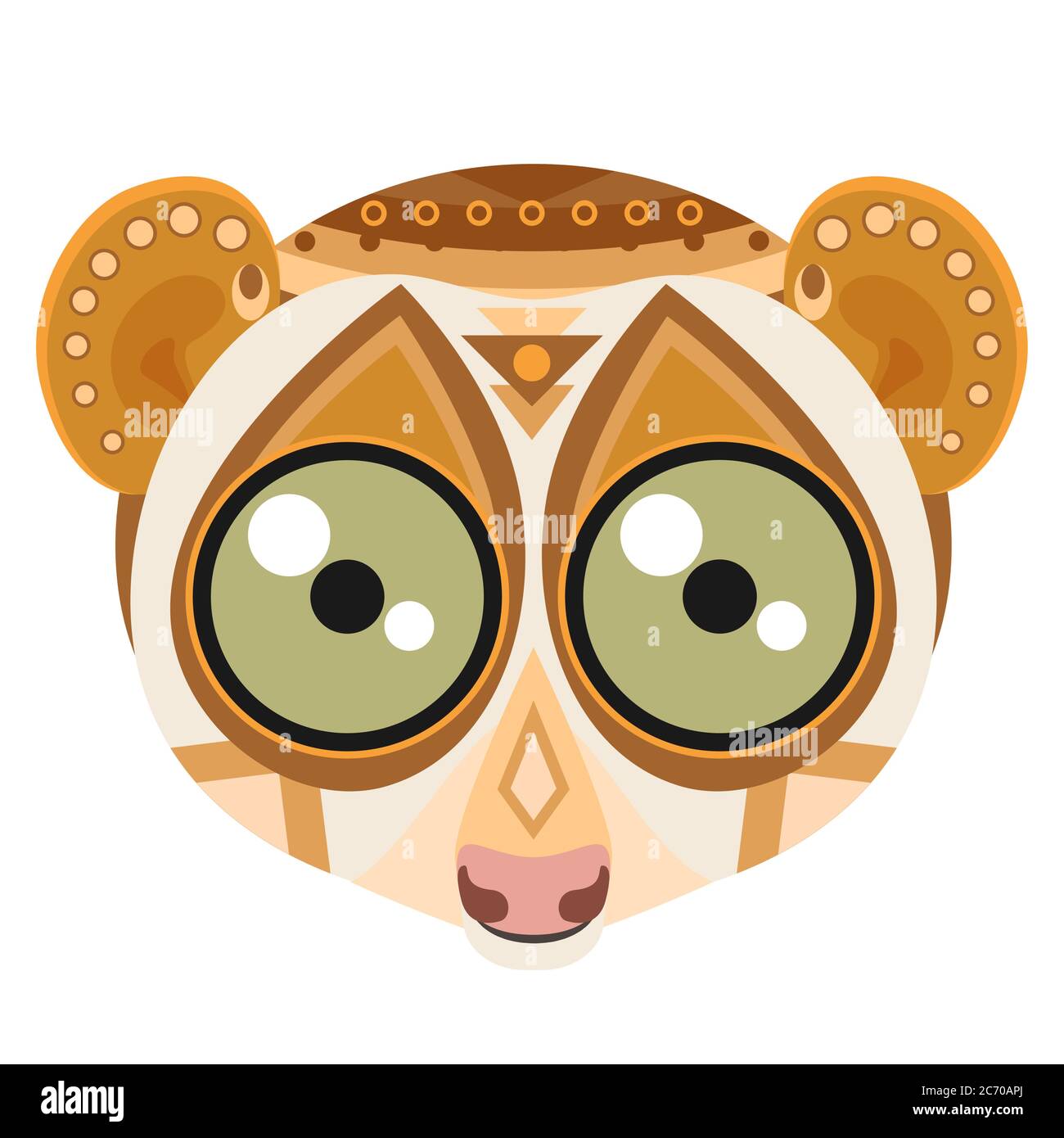 Lemur head Logo. Monkey vector decorative emblem isolated Stock Vector