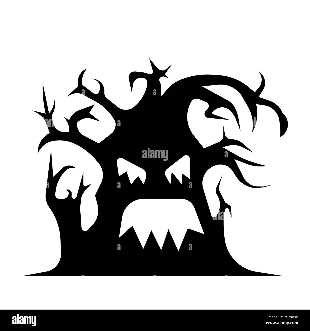 Halloween Spooky Black And White Tree Silhouette Vector Illustration Stock Vector Image Art Alamy