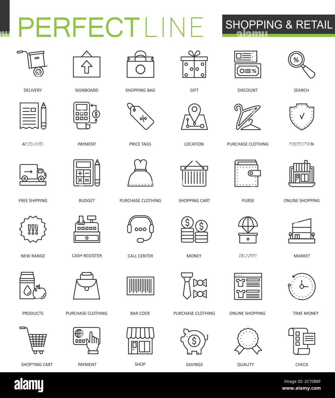 Shopping and retail thin line web icons set. Online shopping Outline ...