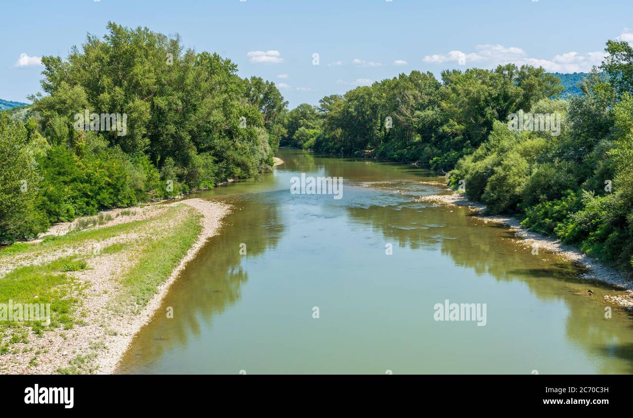 Tiber river flowing in the province of Viterbo, in the region of Lazio, Italy. Stock Photo