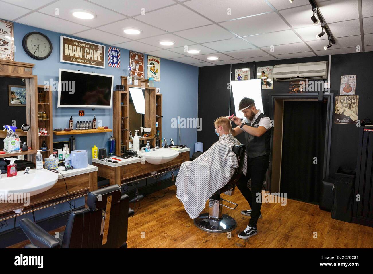 Carmarthen, Carmarthenshire, Wales, UK. 13 July, 2020. A young man has