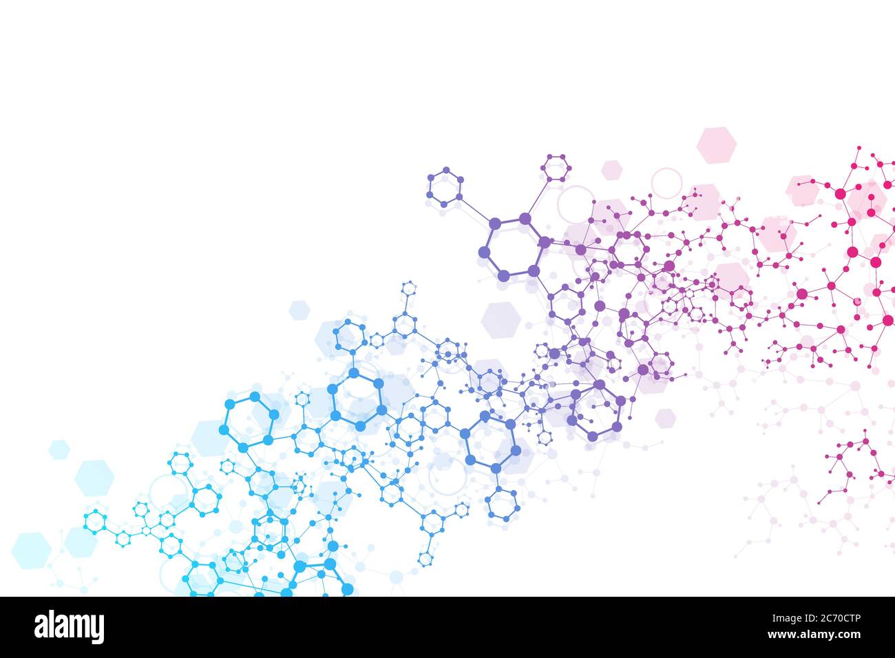 Science network pattern, connecting lines and dots. Technology hexagons ...