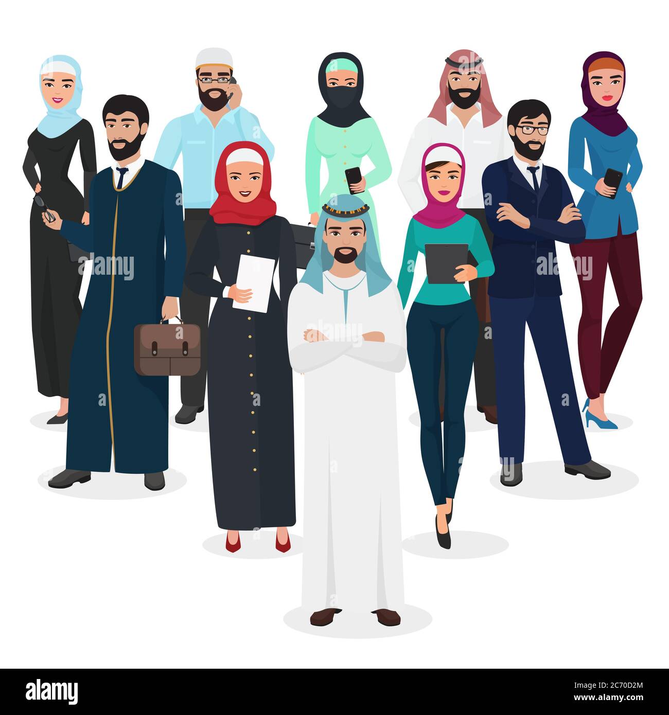 Arab muslim business people teamwork. Arabic cartoon vector illustration  Stock Vector Image & Art - Alamy