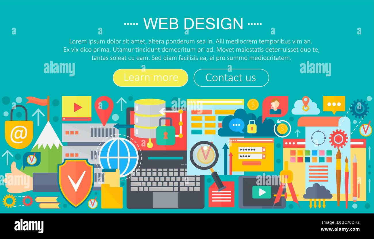 Web design flat concept. Programming apps infographics template header ...