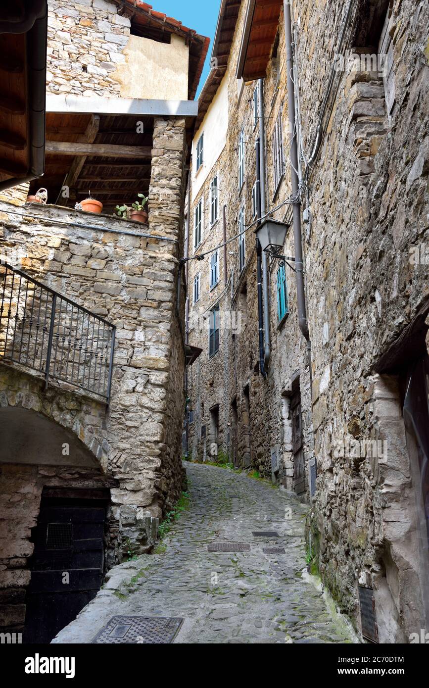 Apricale Medieval Village In The Province Of Imperia Italy Stock Photo