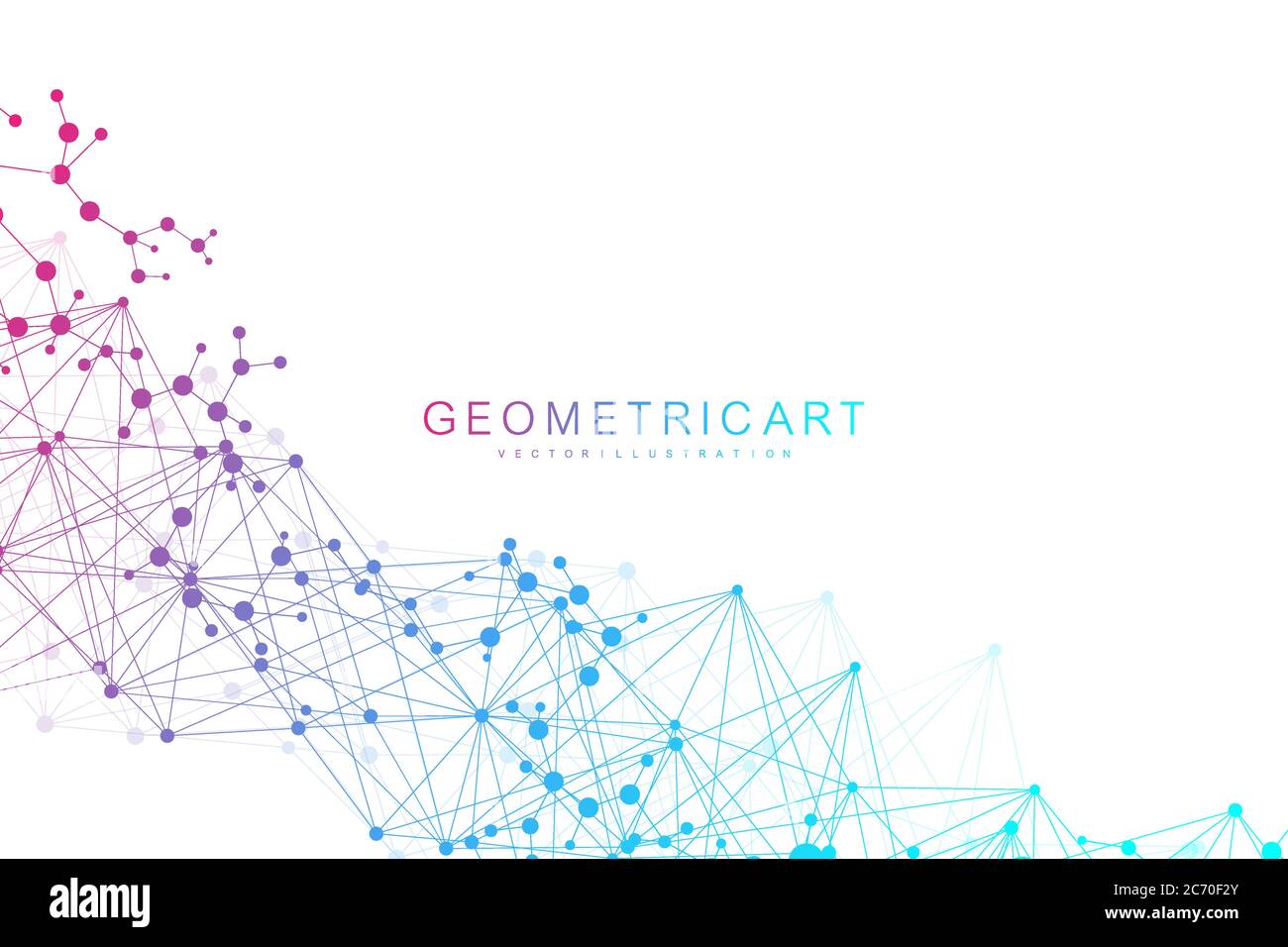 Geometric abstract background with connected line and dots. Structure molecule and communication. Big Data Visualization. Medical, technology, science Stock Vector