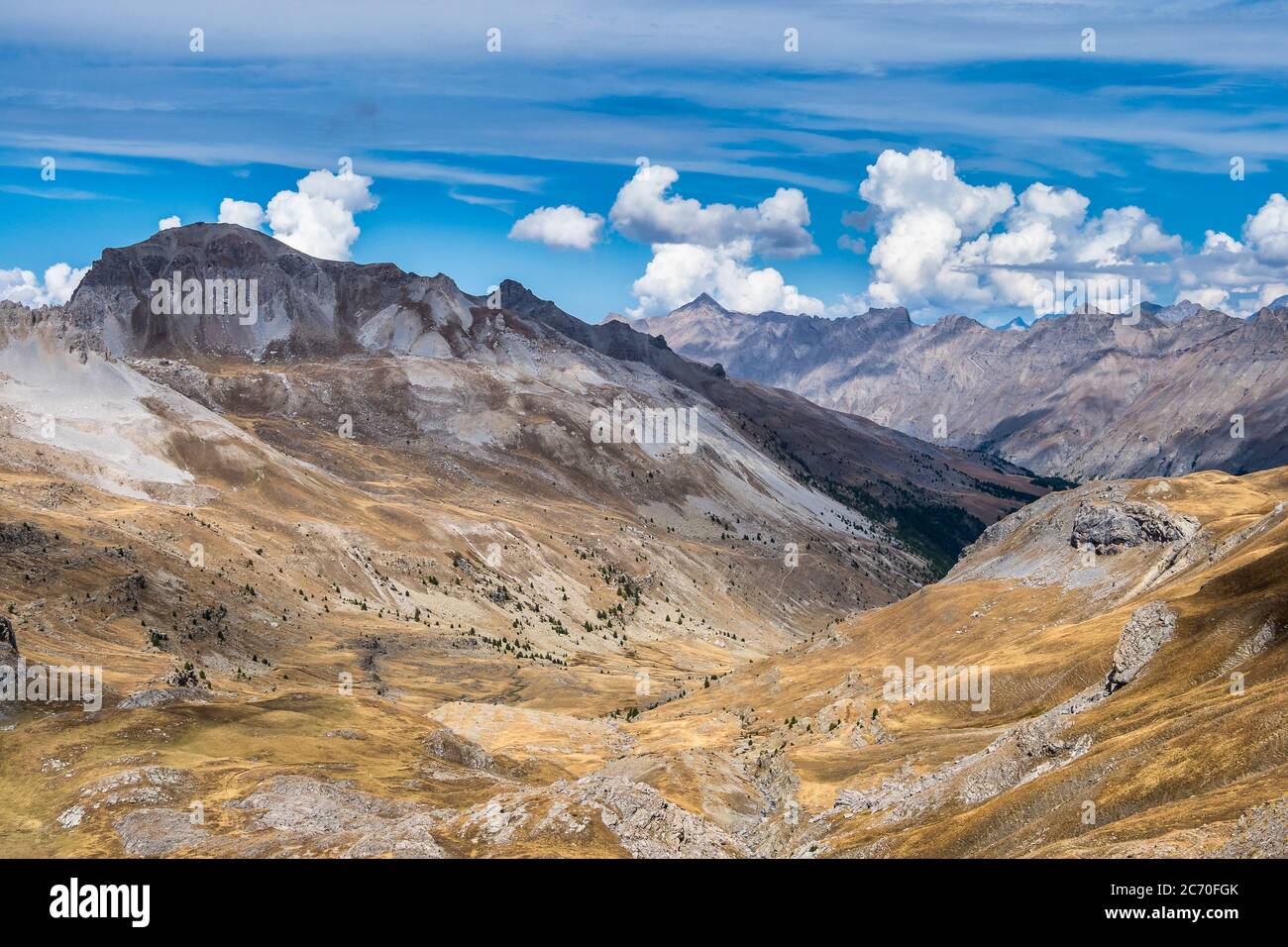 Alpine landscape of the French alps, Col de la Bonette in the Provence Alpes, France. Stock Photo