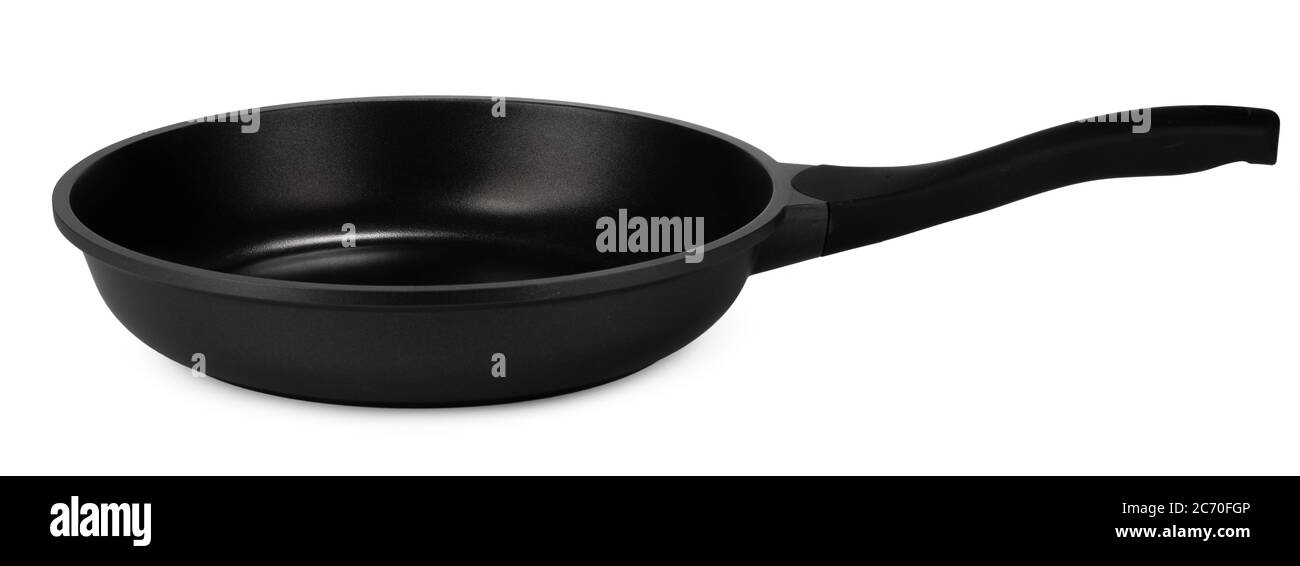 New black frying pan isolated on white background Stock Photo