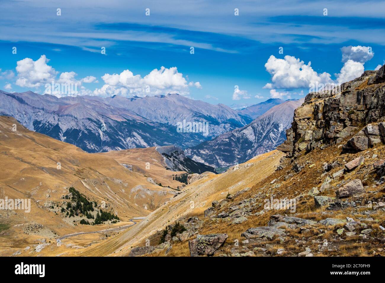 Alpine landscape of the French alps, Col de la Bonette in the Provence Alpes, France. Stock Photo