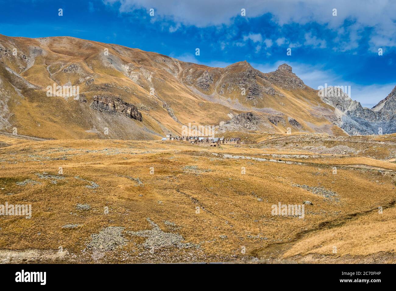 Alpine landscape of the French alps, Col de la Bonette in the Provence Alpes, France. Stock Photo