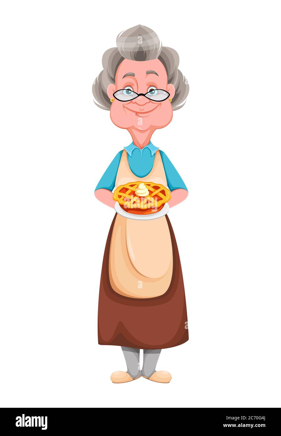 Happy Grandparents day. Kind Granny holding delicious pie. Cute old woman.  Cheerful grandmother cartoon character. Vector illustration isolated on whi  Stock Vector Image & Art - Alamy