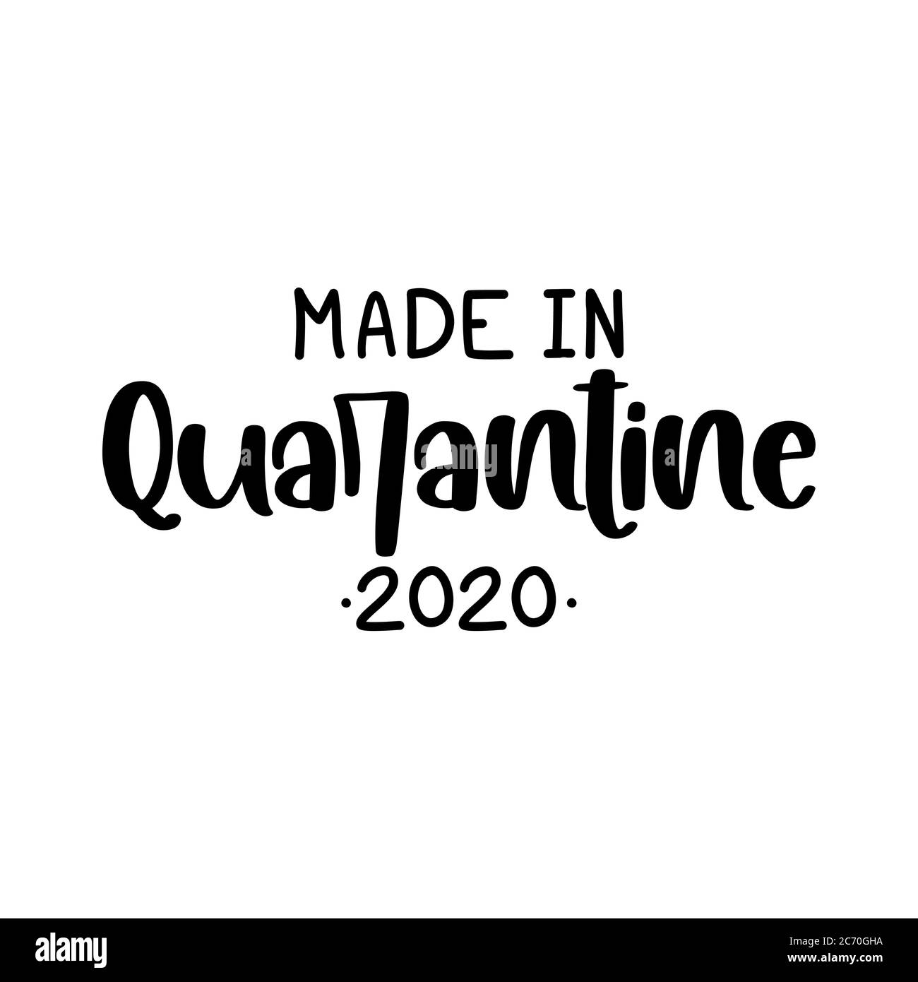 Made in Quarantine - cute baby clothes decoration. Coronavirus  Covid-19 quarantine baby. Posters for nursery room, greeting cards, kids and baby clot Stock Vector