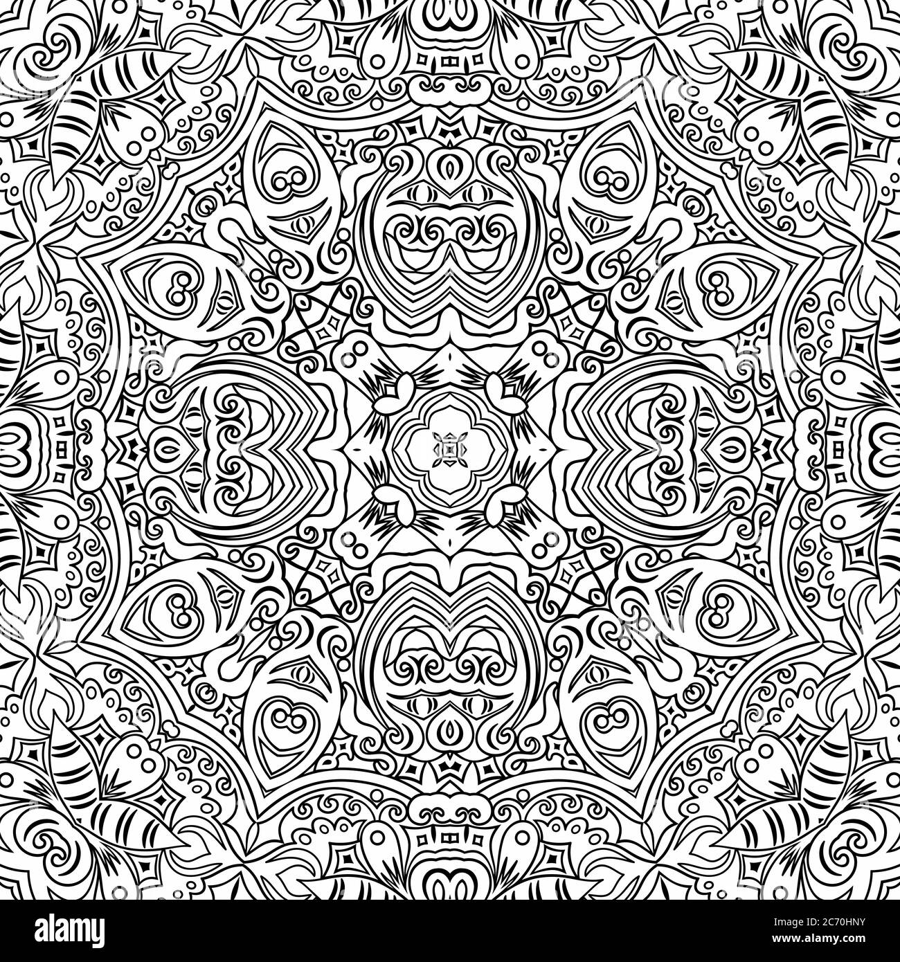 Vector ethnic line art hand drawn background Stock Vector Image & Art ...