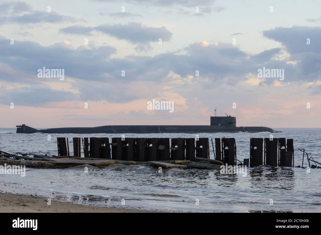 July, 2020 - Russian nuclear submarine. Russian Northern Fleet. Russia, White Sea Stock Photo