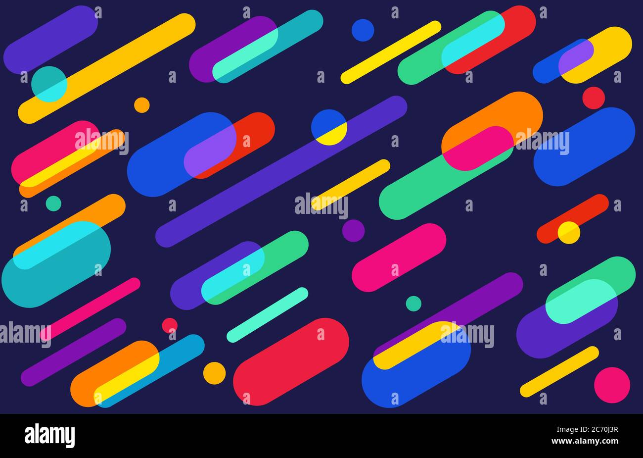 abstract geometric shapes colorful dot and line on a dark blue ...
