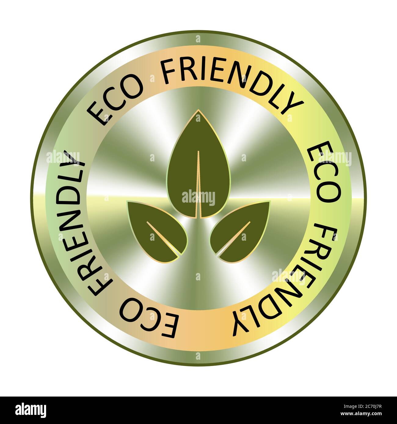Eco friendly holographic sign, mark, sticker with leaf. Round hologram