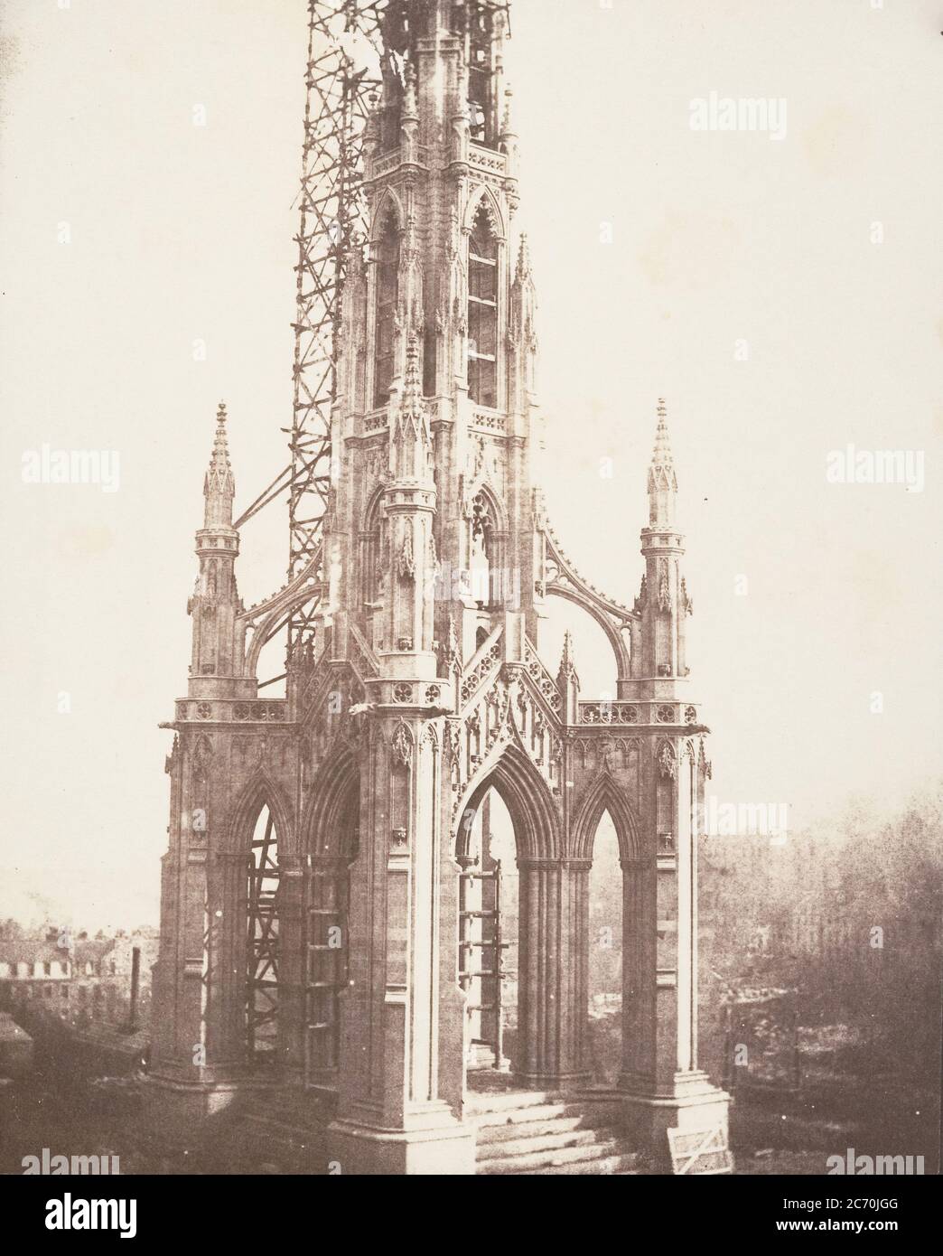 Scott Monument before Completion, Edinburgh, 1844. Stock Photo