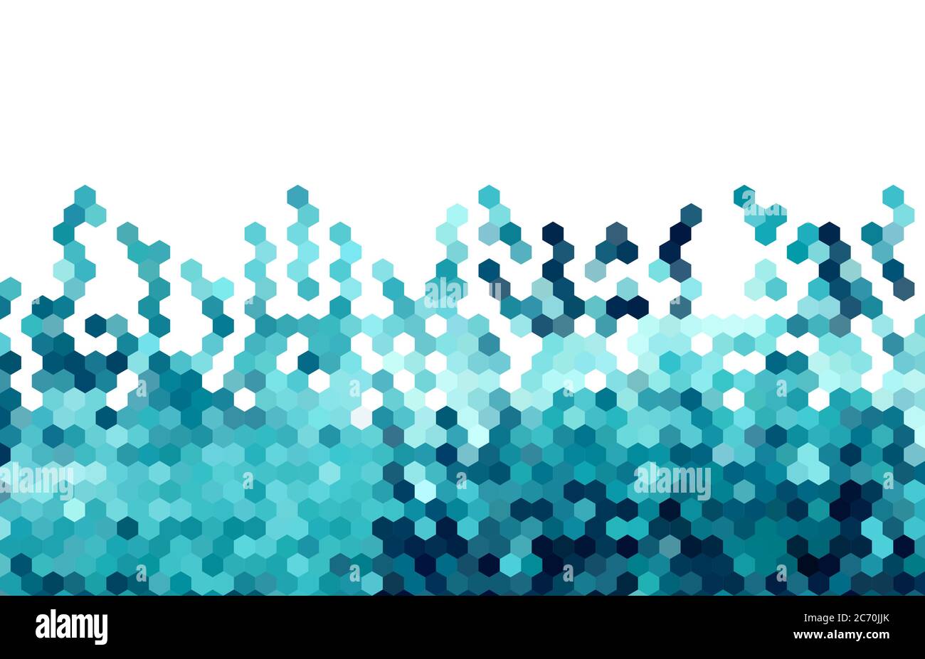 abstract blue color geometric hexagons mosaic background pattern design vector. Stock Vector