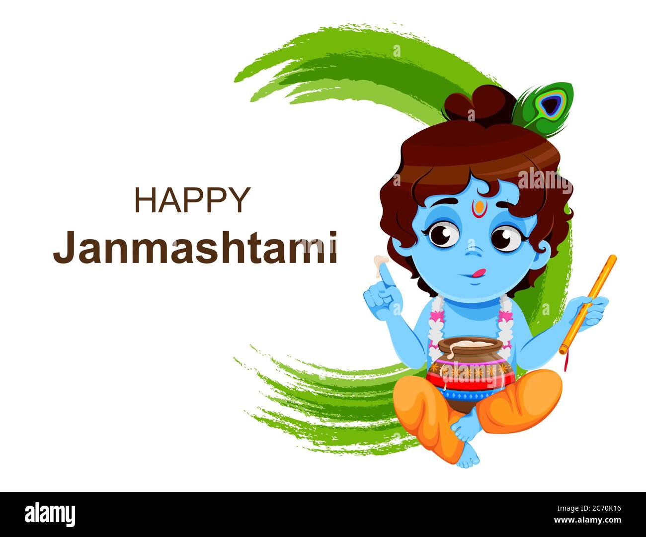 Happy Krishna Janmashtami sale. Little Lord Krishna with flute and ...