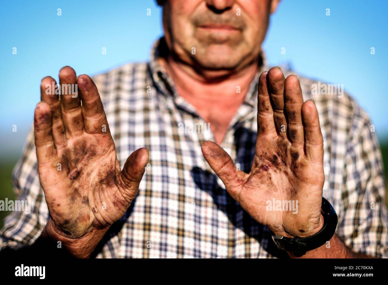 Antonio Cordero, farmer and brother from Salvador Cordero, shows 