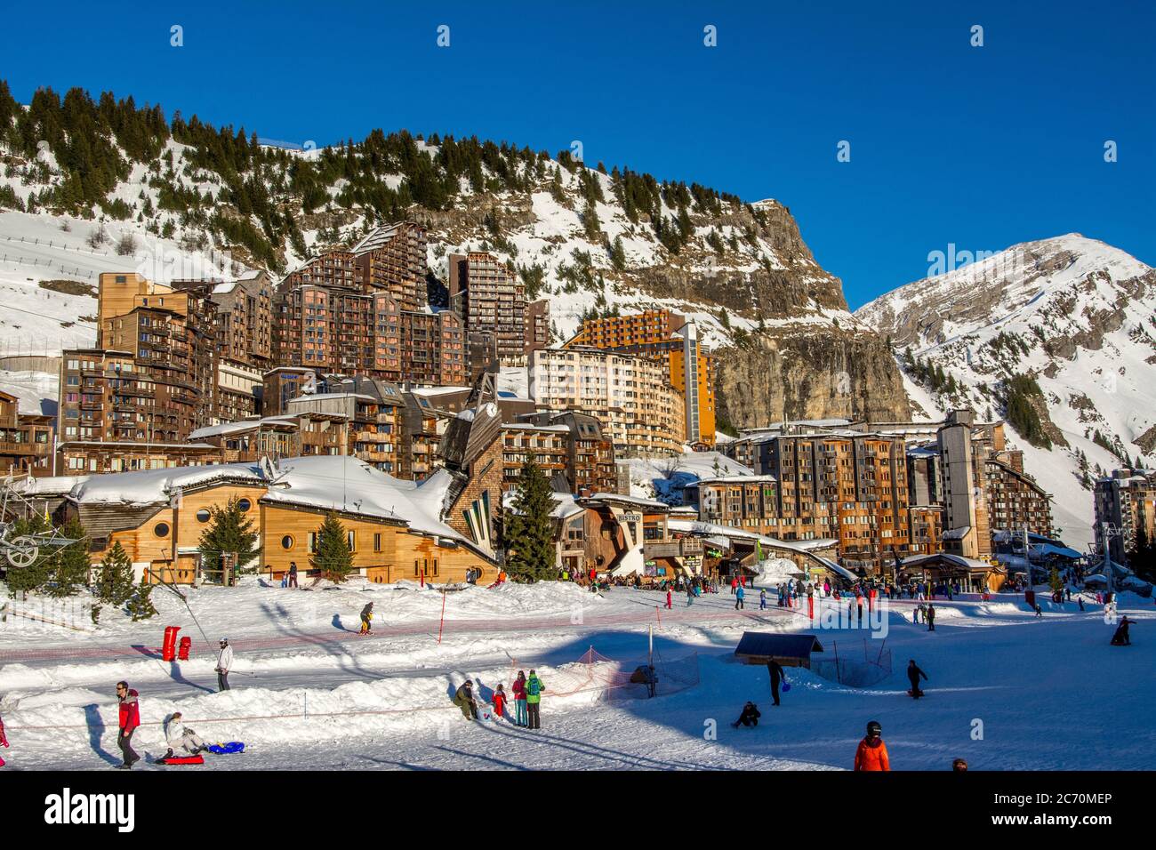 Avoriaz ski resort, HauteSavoie, AuvergneRhoneAlpes, France Stock