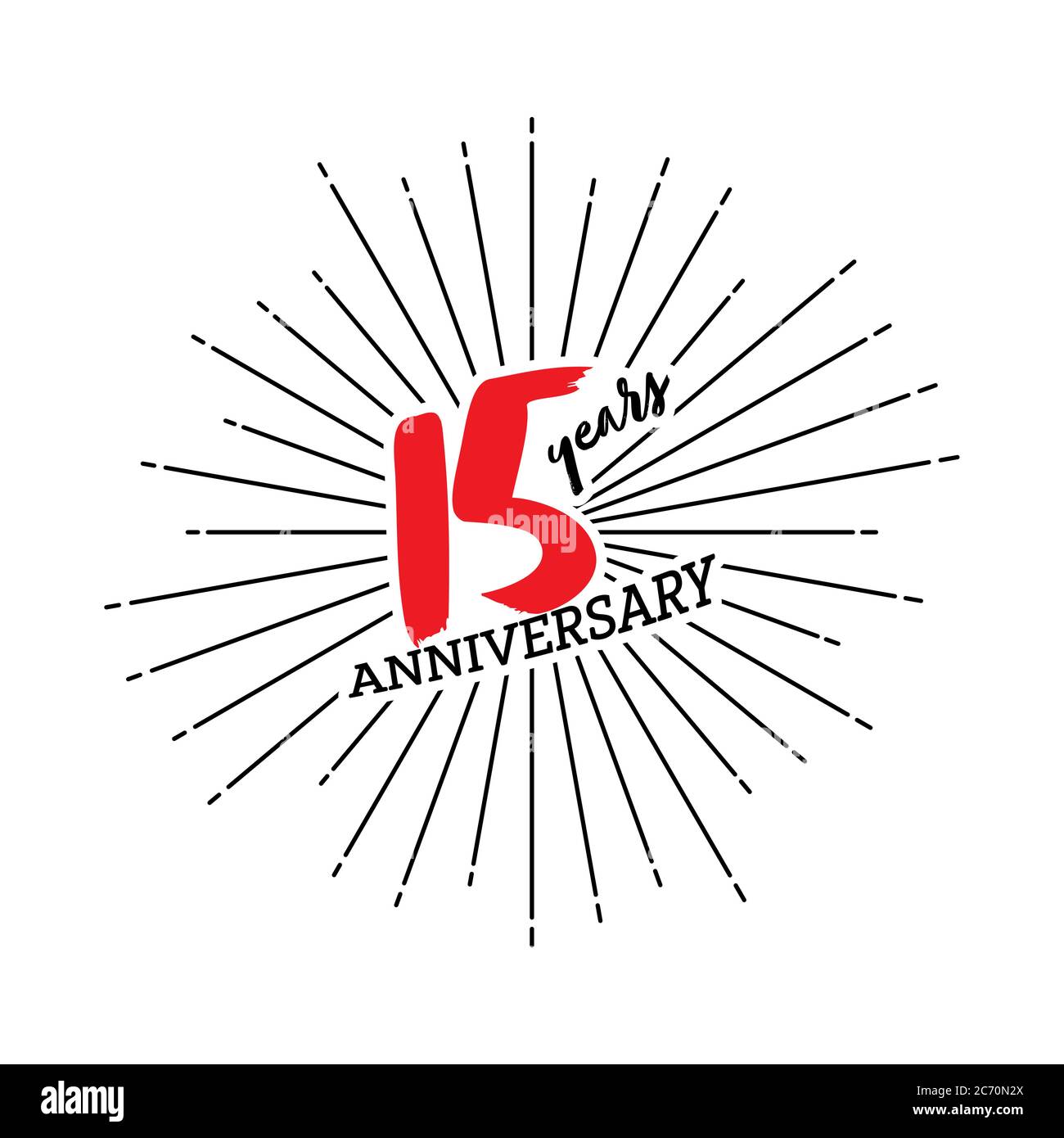 Congratulations on the 15 years anniversary. Editable vector illustration. Number 15 on the background of fireworks Stock Vector