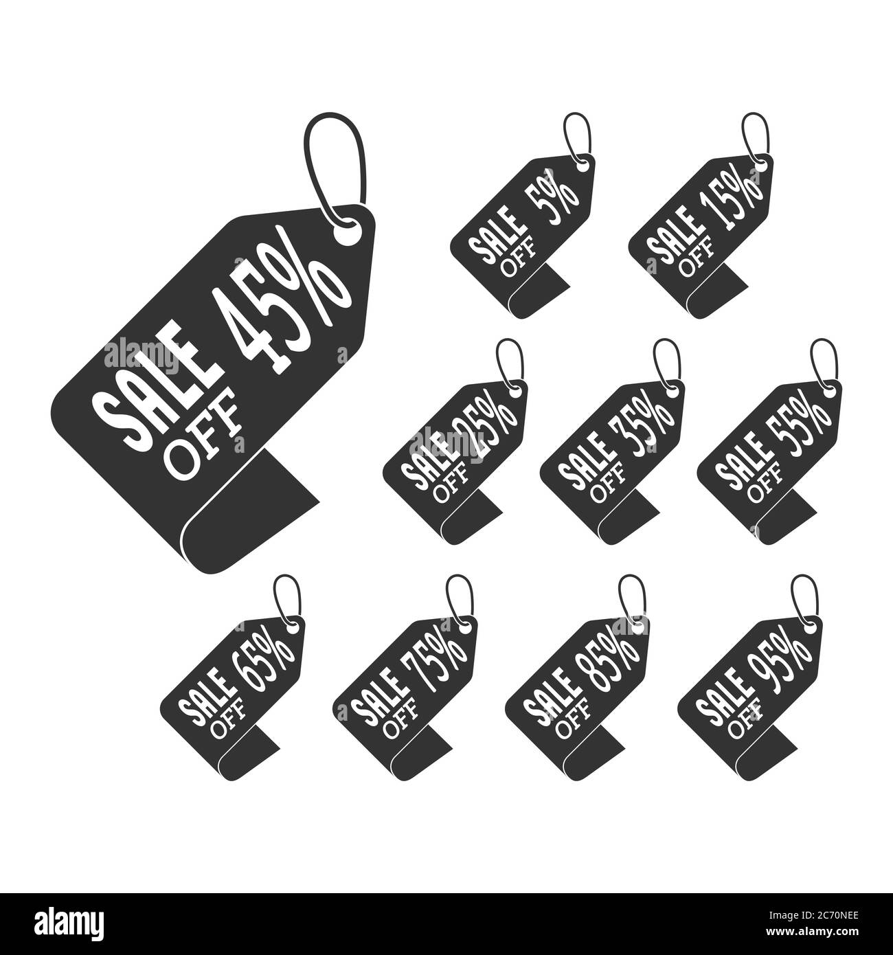 set of stickers with a percentage discount for stickers, labels and