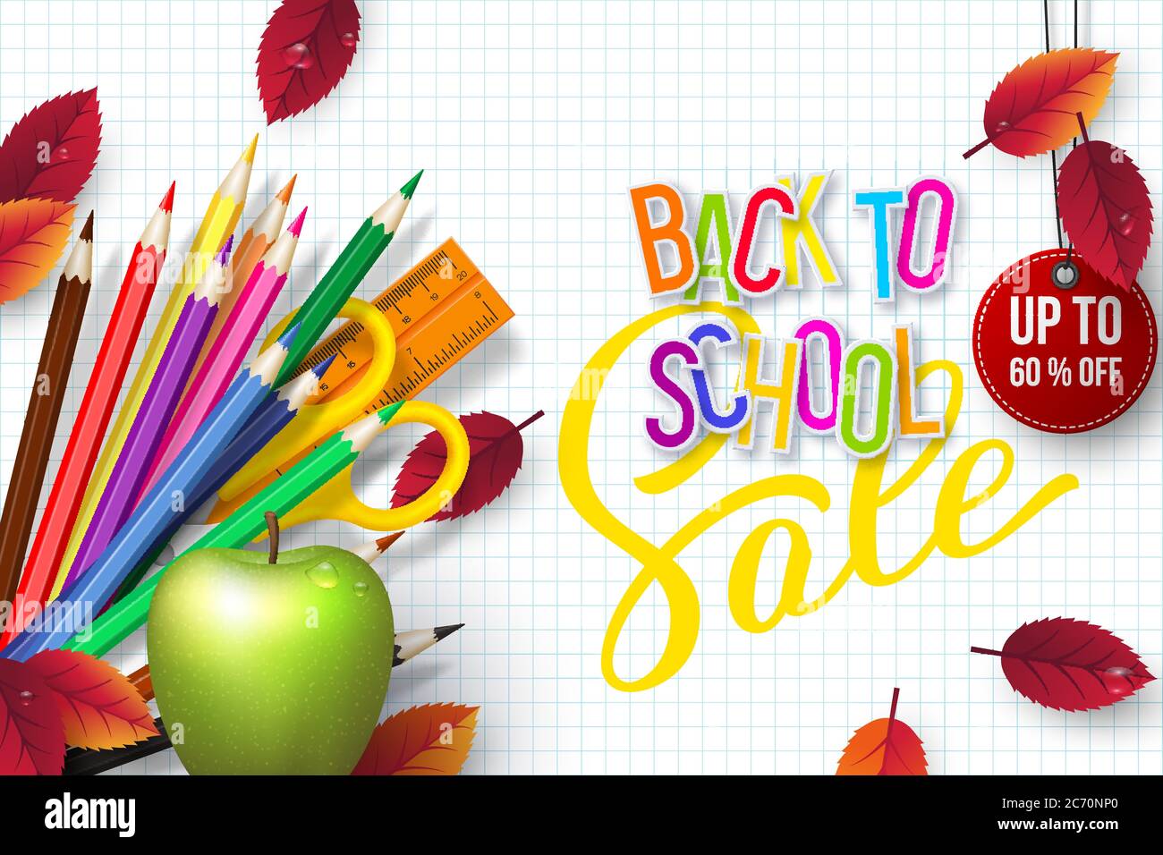 Back to school Sale banner. Stock Vector