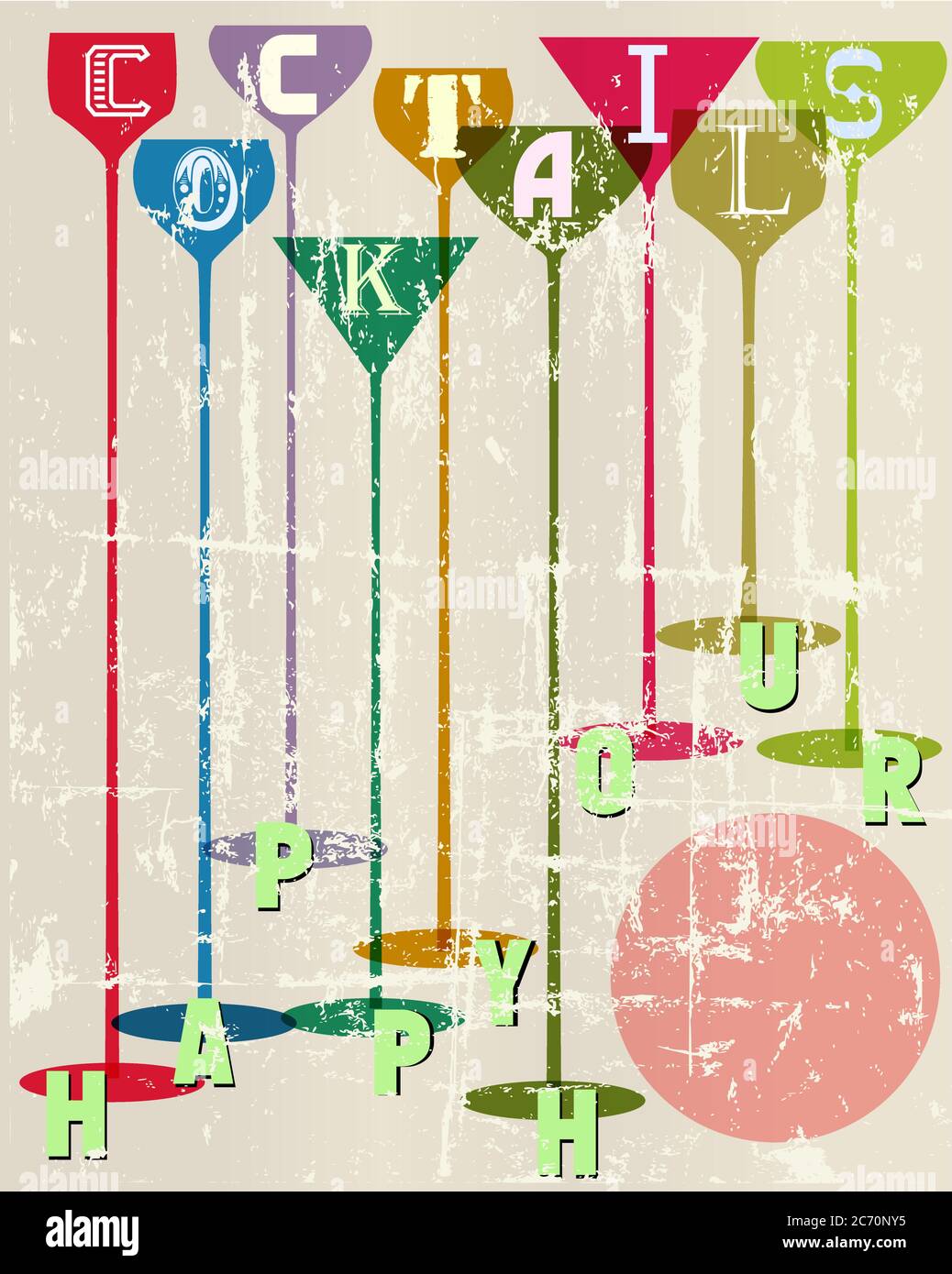 Cocktail menu card design template,free copy space Stock Vector