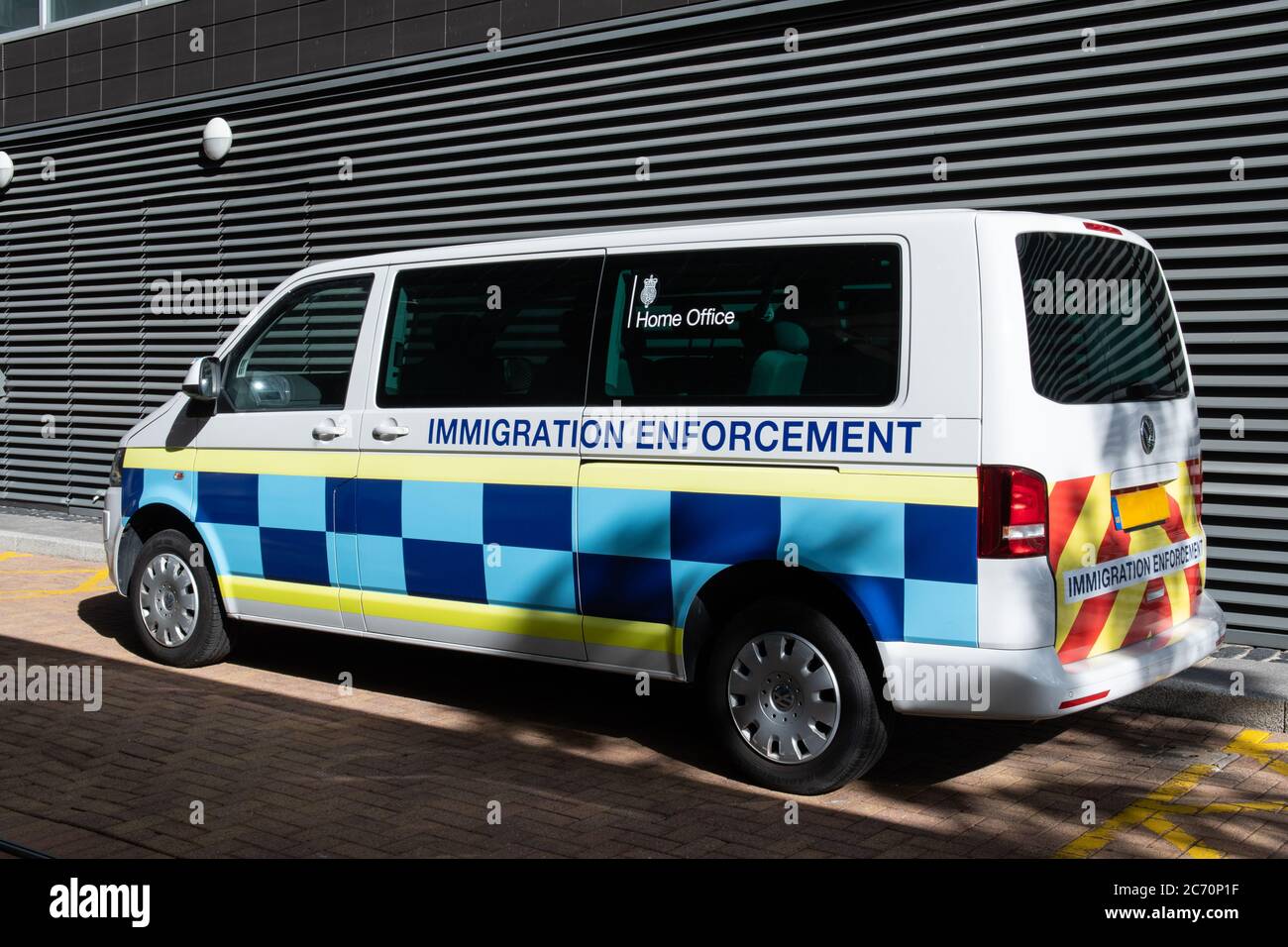 Van of UK Home Office for Immigration Enforcement. Illegal immigrants. Law and order. Stock Photo