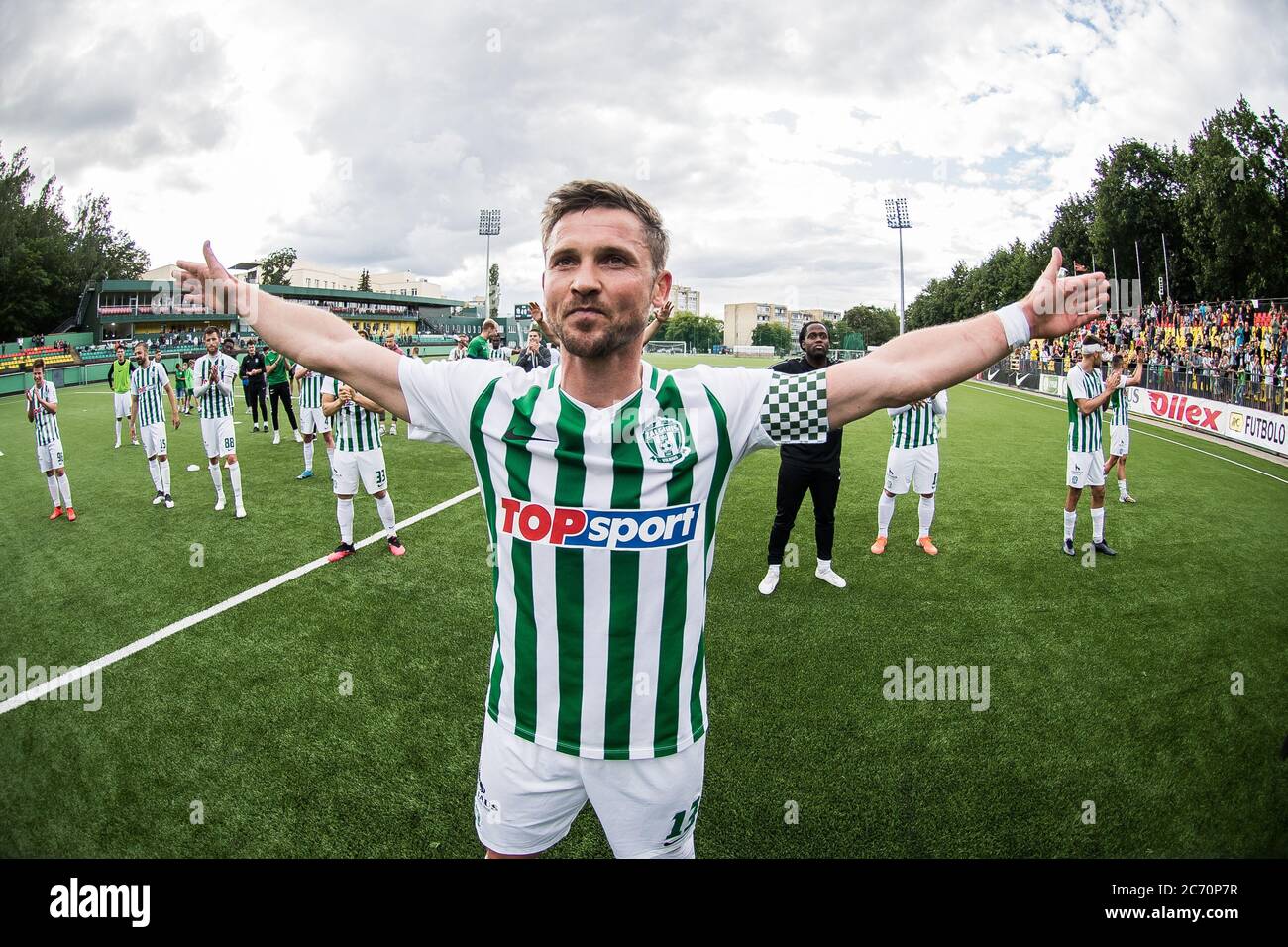 Adama Traore of Ferencvarosi TC leaves Yuri Kendysh of FK Zalgiris News  Photo - Getty Images