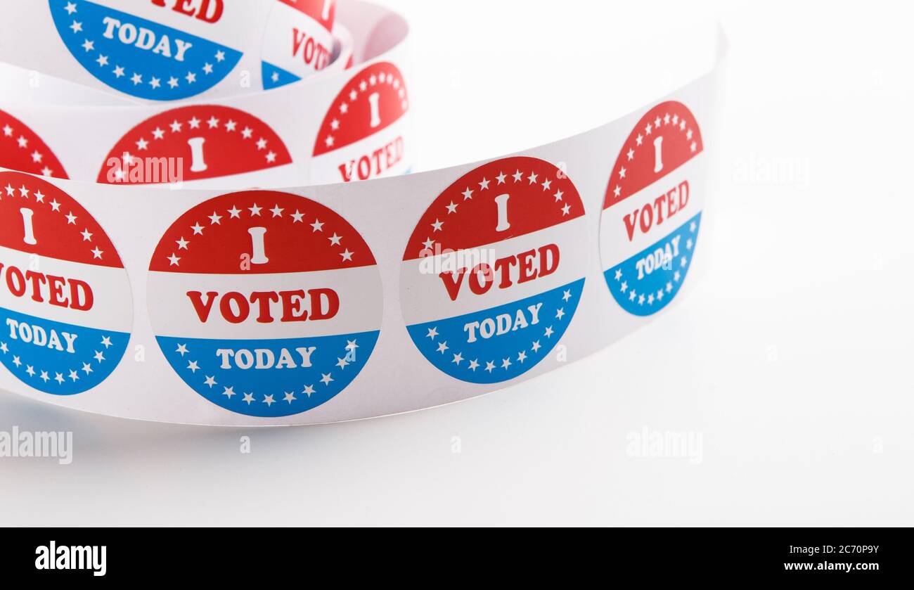 Vote election campaign stickers roll on white background Stock Photo