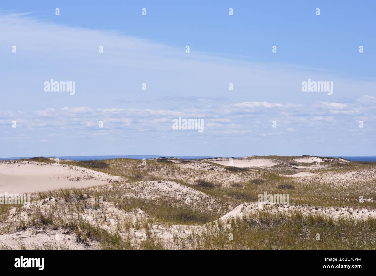 Sand Dunes at Race Point in Provincetown, MA at Cape Cod National Seashore Stock Photo