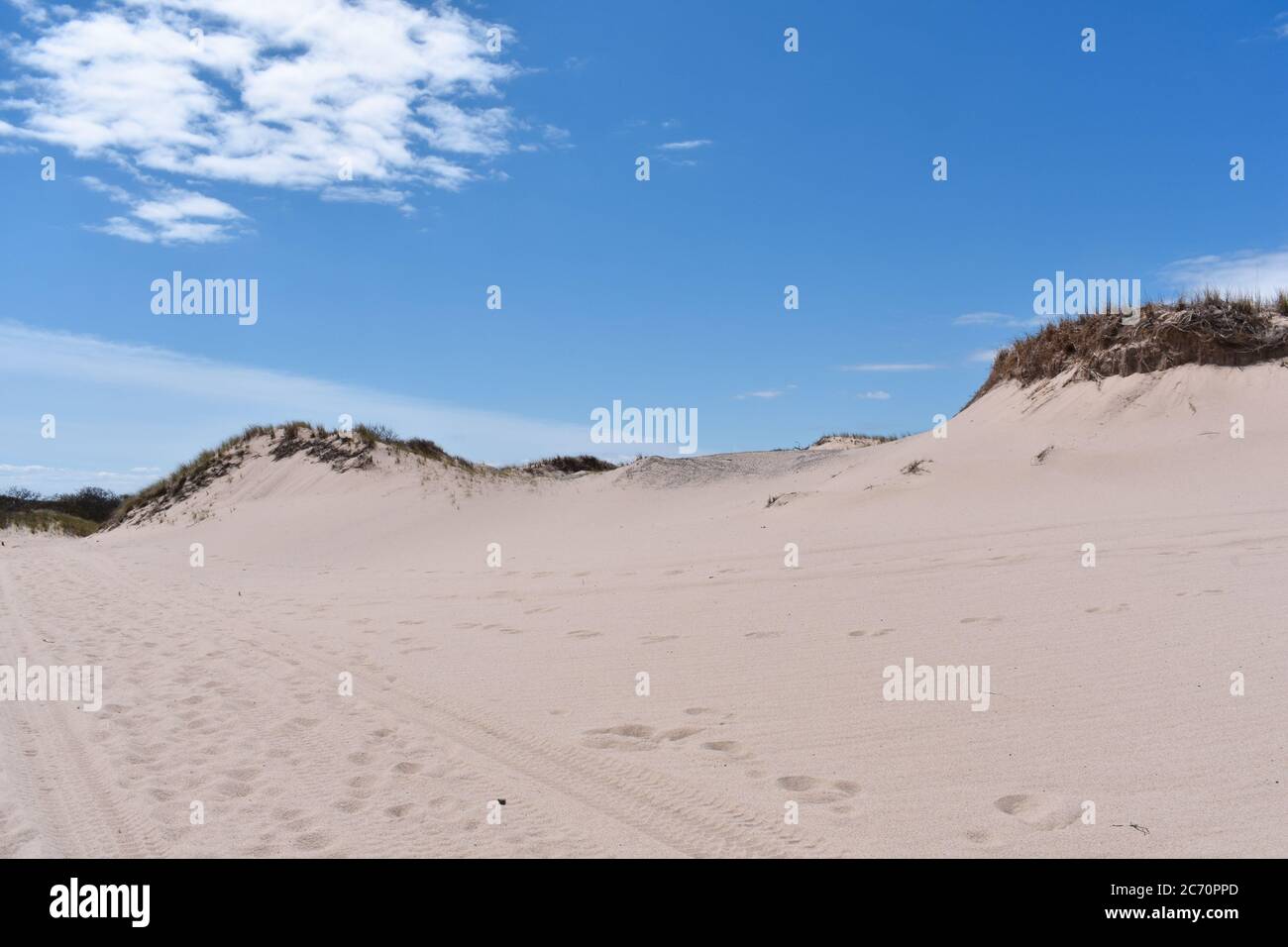 Sand Dunes at Race Point in Provincetown, MA at Cape Cod National Seashore Stock Photo