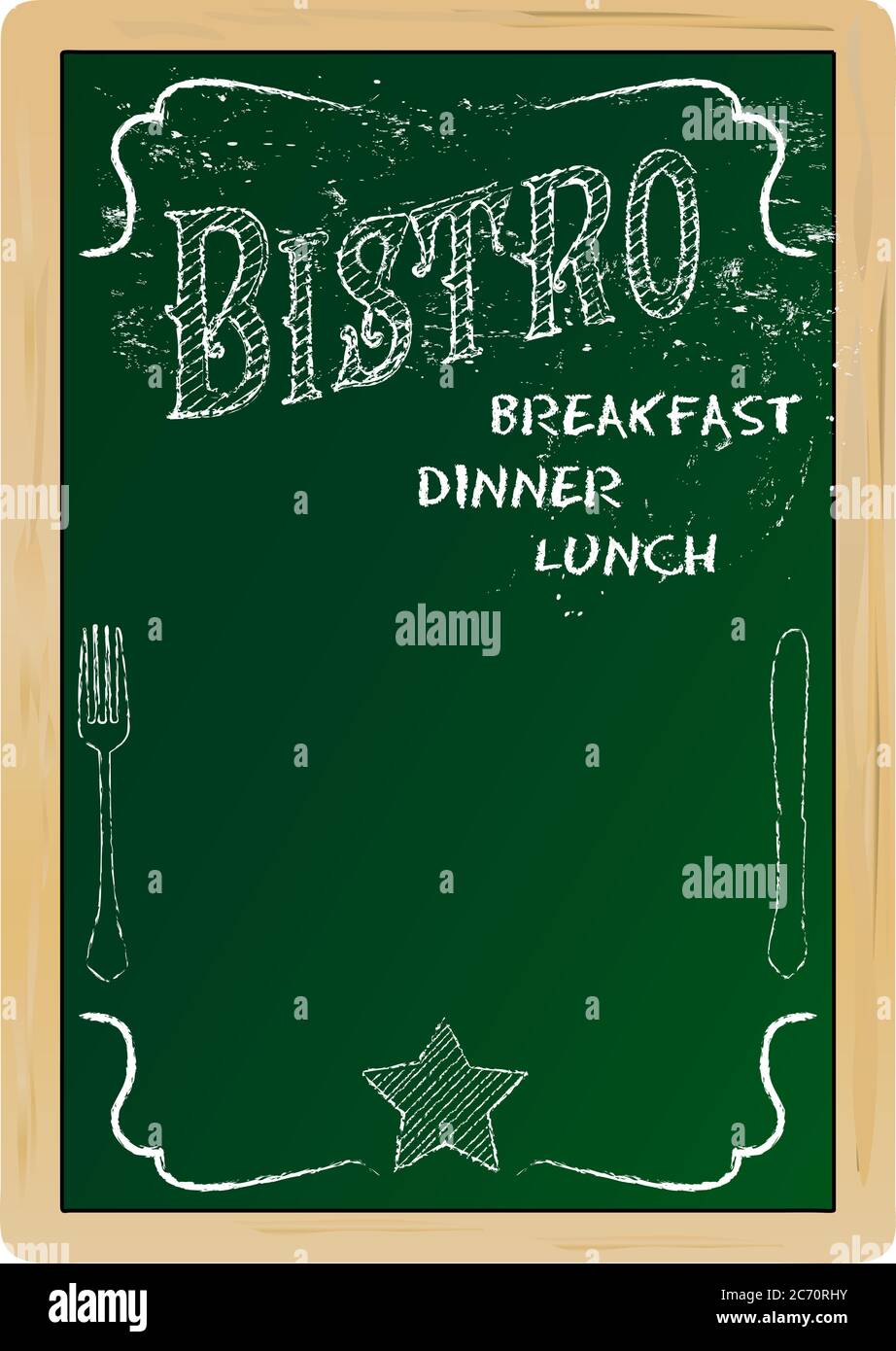 Bistro Restaurant Cafe Menu Template Blackboard Free Copy Space Stock Vector Image Art Alamy