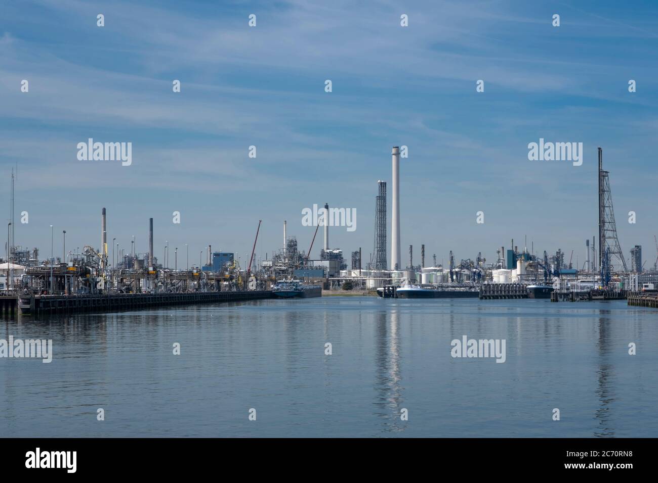 Industrial area in the Port of Rotterdam in The Netherlands Stock Photo