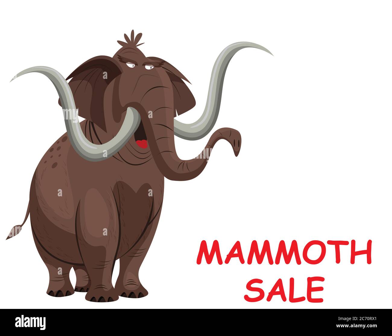 Comical Mammoth sale with copy space for own text or graphics isolated on white background Stock Photo