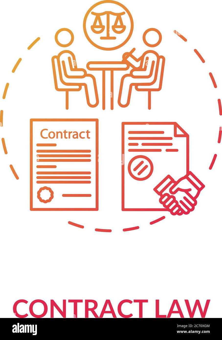 Contract law concept icon. Official paper signing. Notary service ...