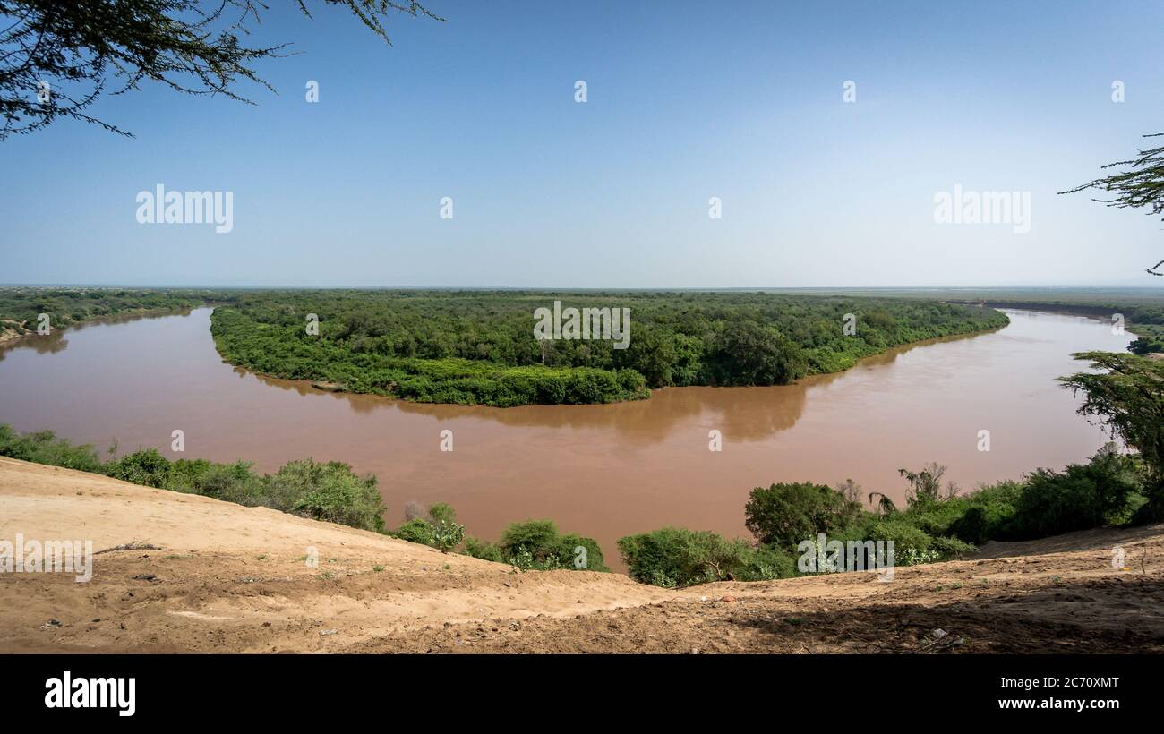 Omo river in Omo Valley, Omorate, Ethiopia Stock Photo