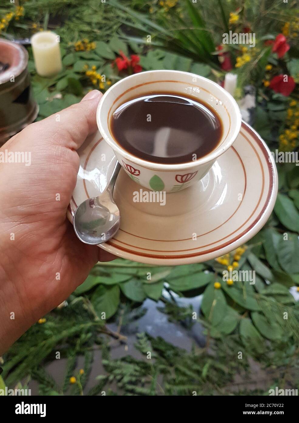 Ethiopian coffee in a cup from a street coffee seller, Adis Ababa