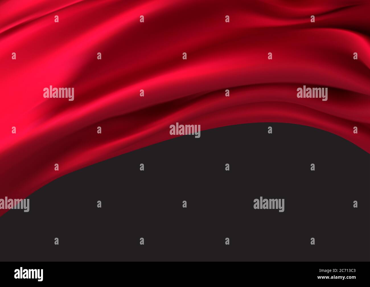 Background of luxurious red fabric or liquid wave or wavy folds of silk