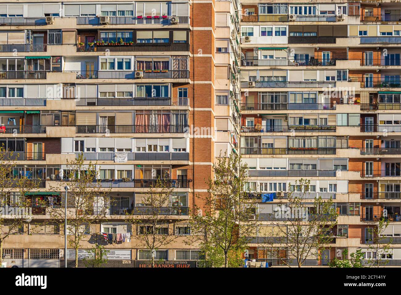 Huge anonymous appartement building in Madrid, Spain Stock Photo