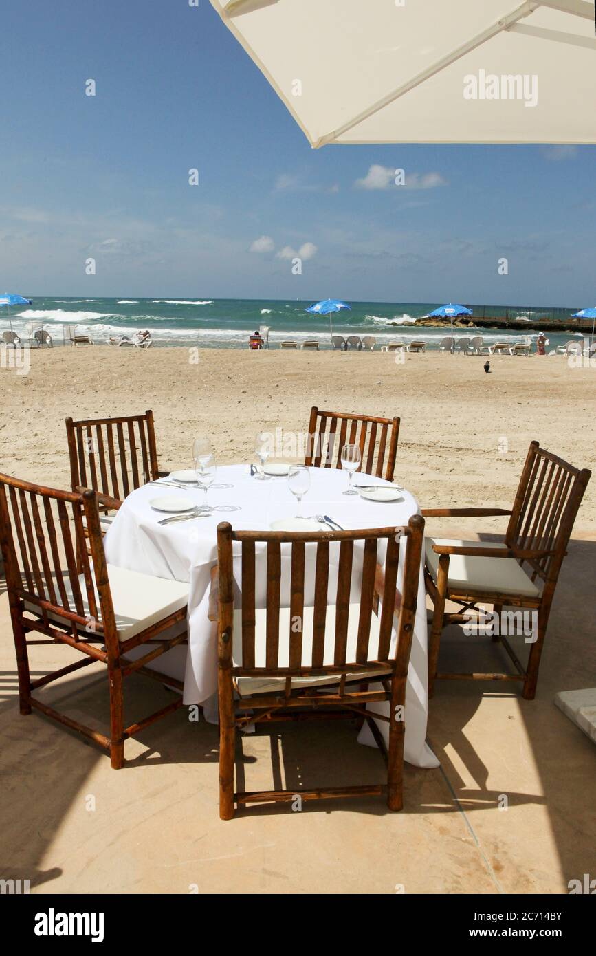 Israel, Tel Aviv, a seaside cafe and restaurant Stock Photo