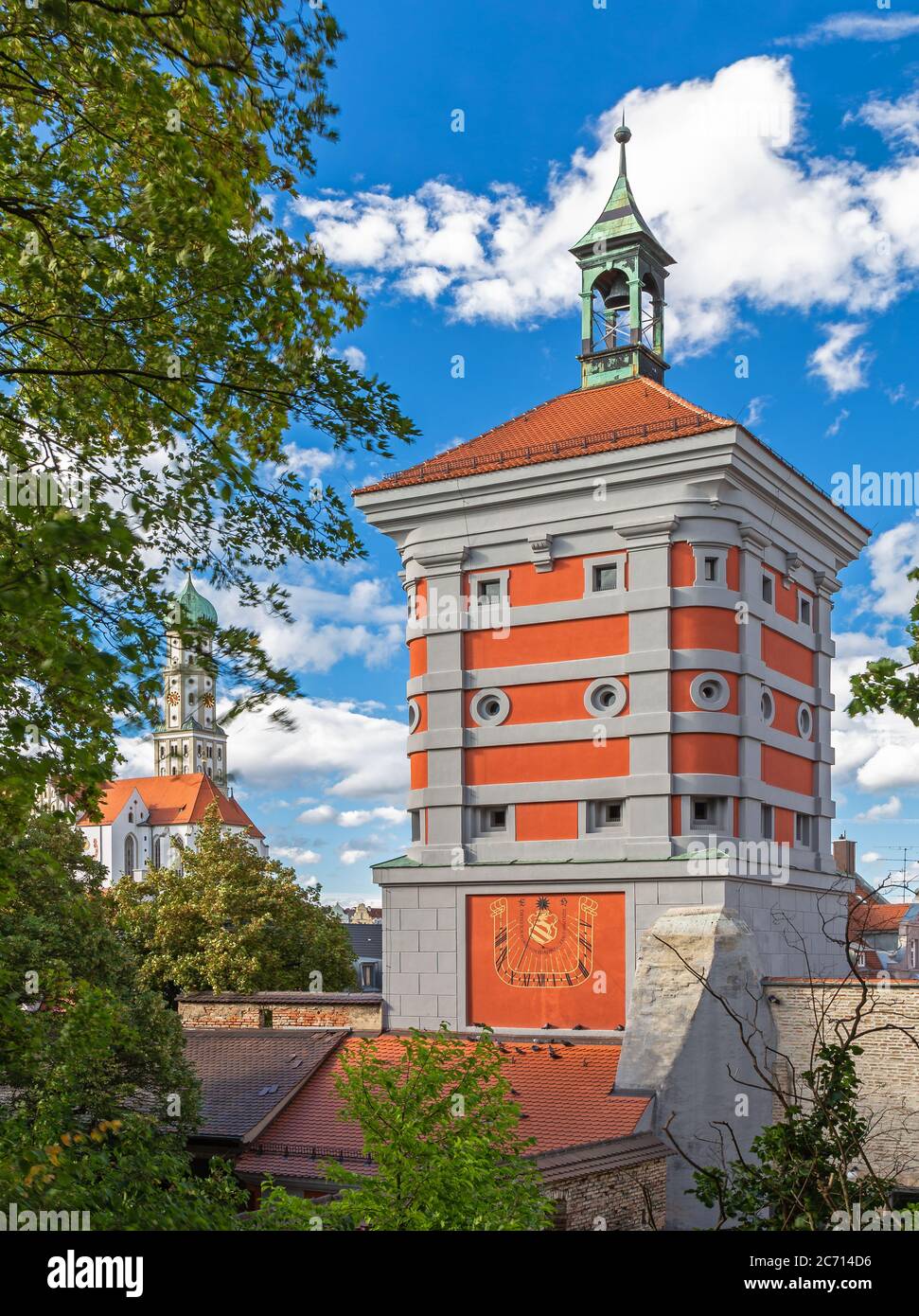 Rotes Tor, Red gate in Augsburg, Bavaria, Germany Stock Photo
