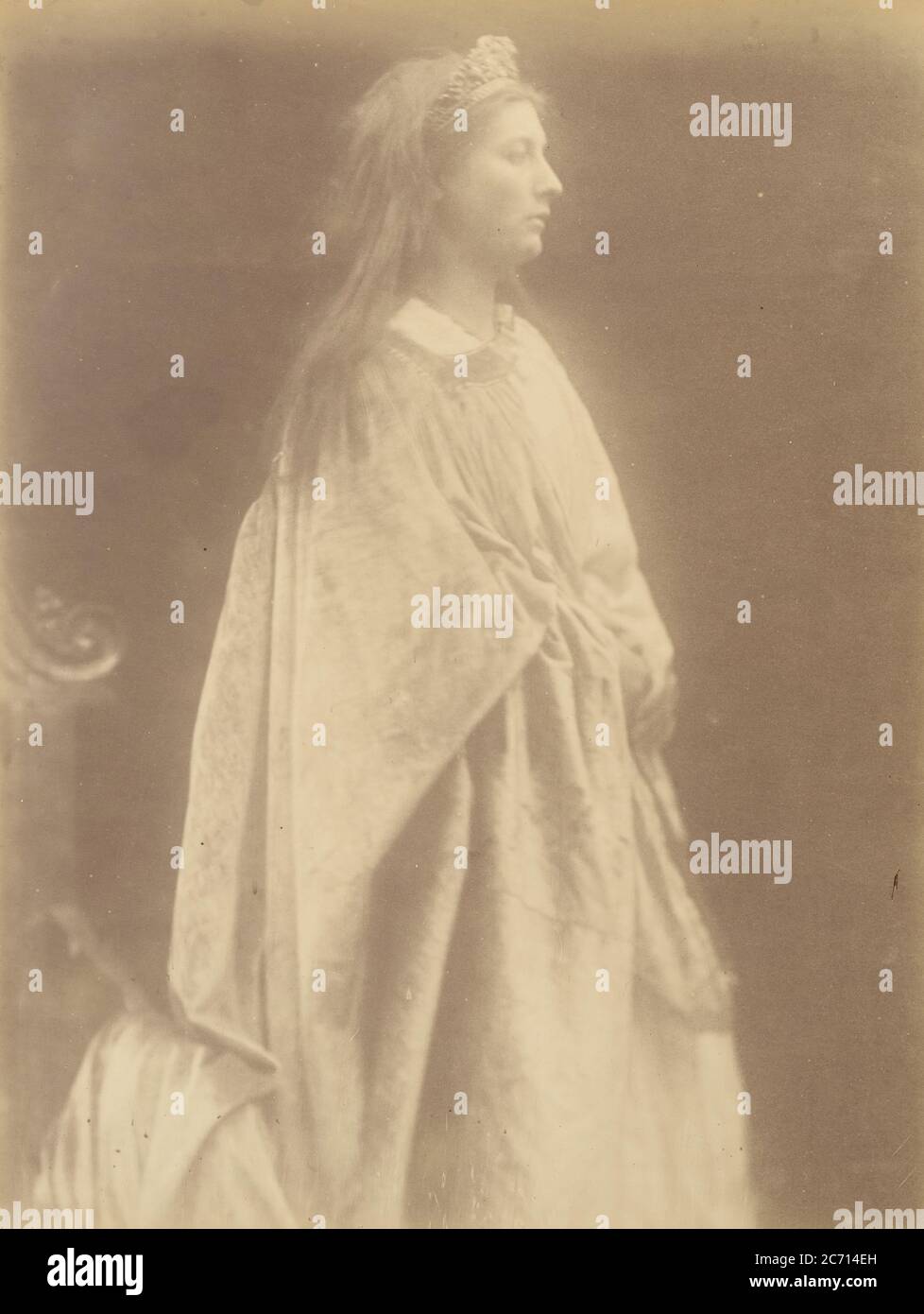 Queen Guinevere, 1874. A photographic illustration to Alfred Tennyson's &quot;Idylls of the King&quot;; a series of narrative poems based on the legends of King Arthur. Stock Photo
