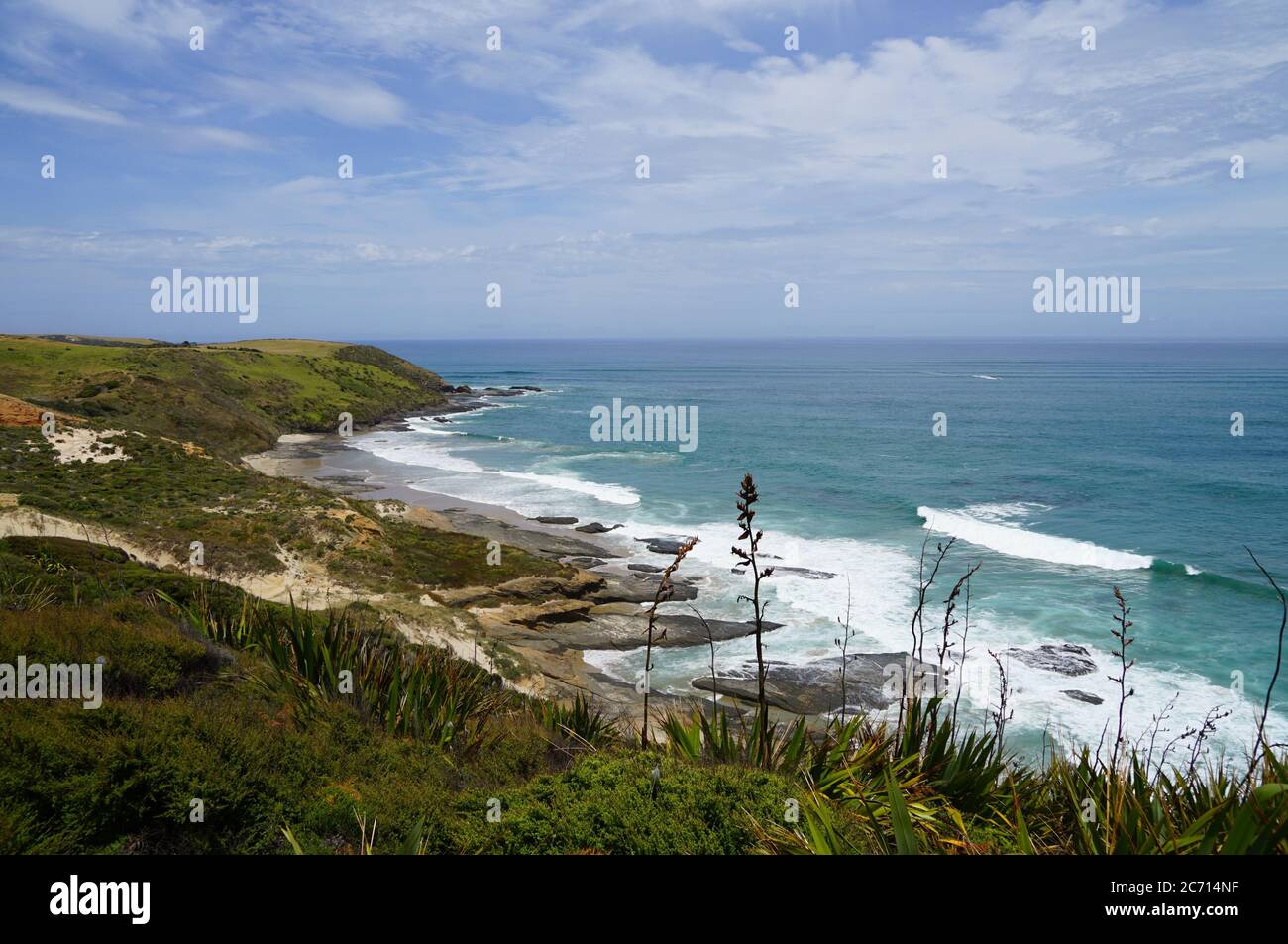 Spectacular panorama coastline at Omapere, Arai te Uru National Reserve Stock Photo
