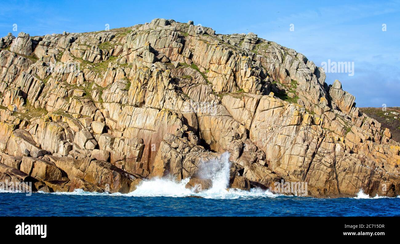 The weathered granite cliffs of west Cornwall, England, UK. Stock Photo