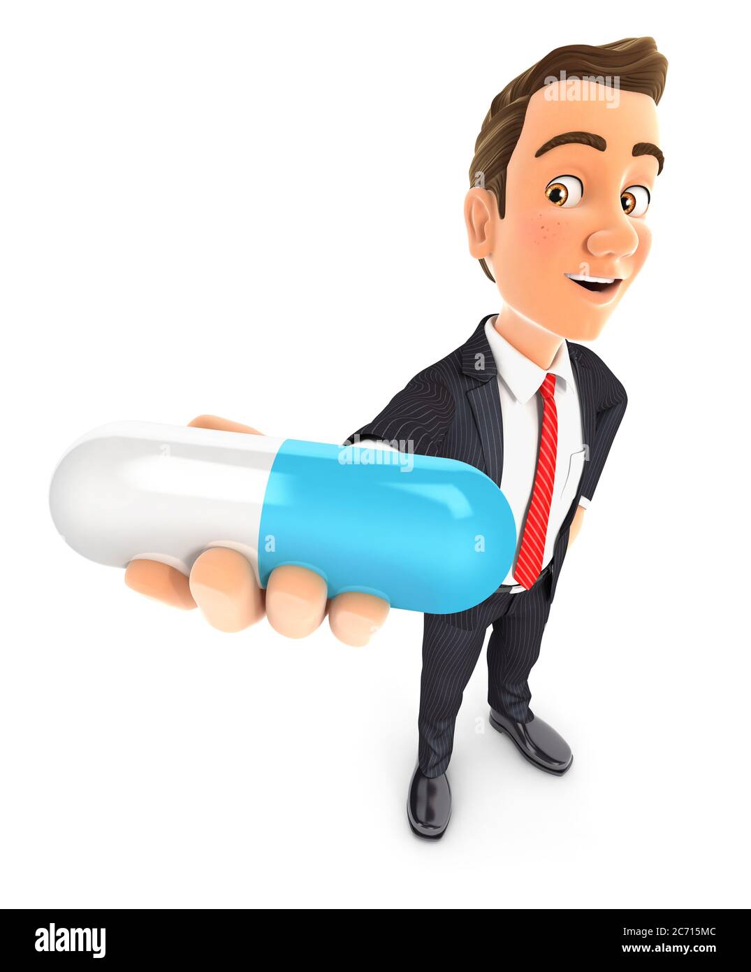 3d businessman holding a capsule, illustration with isolated white ...